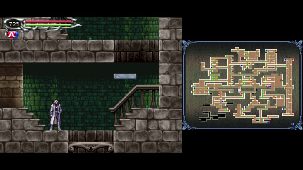 悪魔城ドラキュラ 蒼月の十字架のプレイ画面(レイアウト パターン4)
