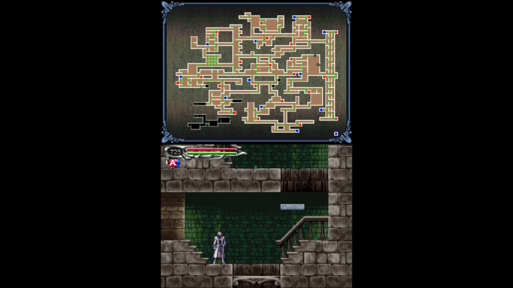 悪魔城ドラキュラ 蒼月の十字架のプレイ画面(レイアウト パターン5)