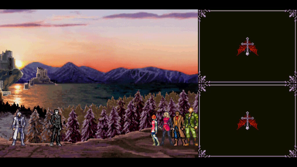 「悪魔城ドラキュラ 蒼月の十字架」のキャラクターのドット絵が大画面で粗くギザギザして見える様子